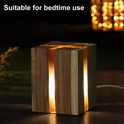 Adjustable wooden LED desk lamp with USB charging port in rustic brown finish