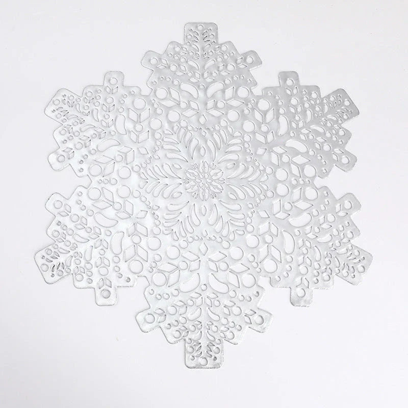 Elegant snowflake placemats made of premium PVC with heat and scald resistance for safe and stylish dining