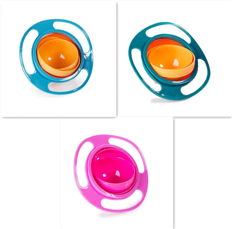 Rotating 360-degree spill-proof tableware bowl in vibrant colours
