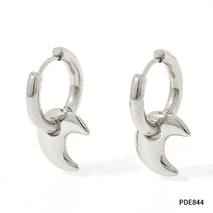 Elegant stainless steel earrings with a glossy finish, available in classic gold and silver tones.