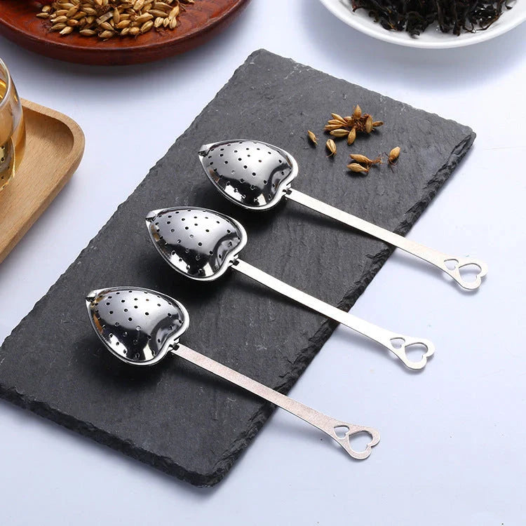 Premium Stainless Steel Tea Infuser with Chained Heart-Shaped Design for Brewing Loose Leaf Tea and Herbal Infusions