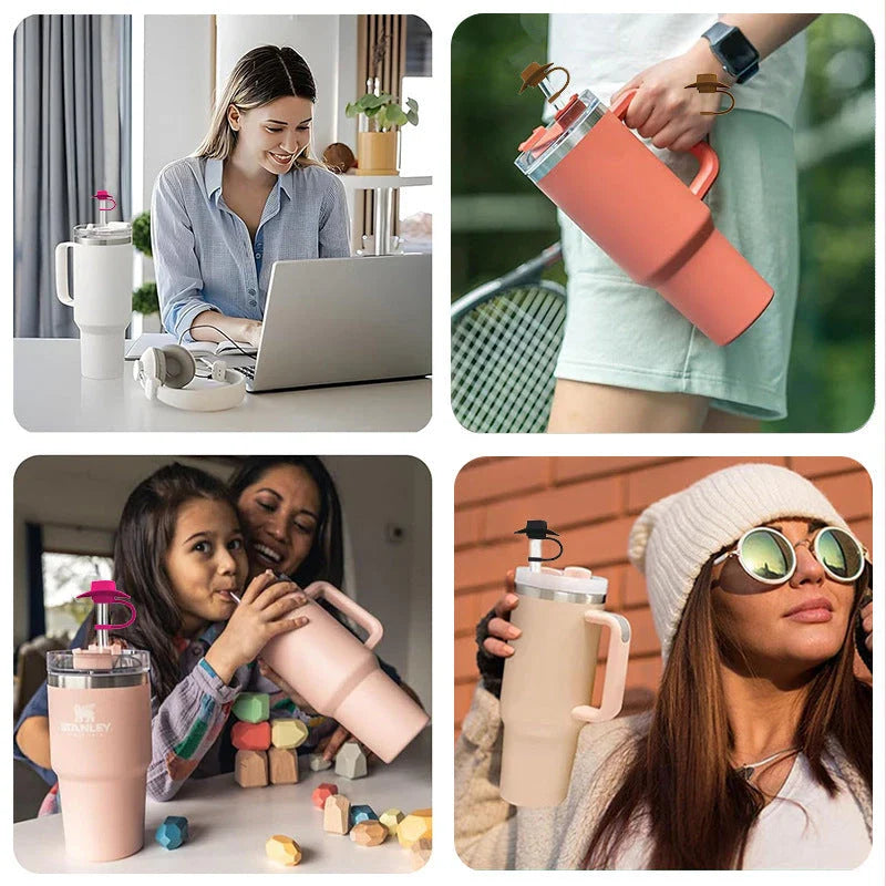 Premium straw covers in charming cowboy hat design, made of food-grade silicone for durable and reusable protection of your drinks