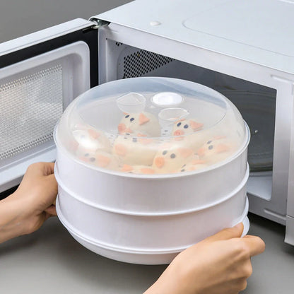 Microwave Steamer Box in white with options for 1, 2, or 3 layers