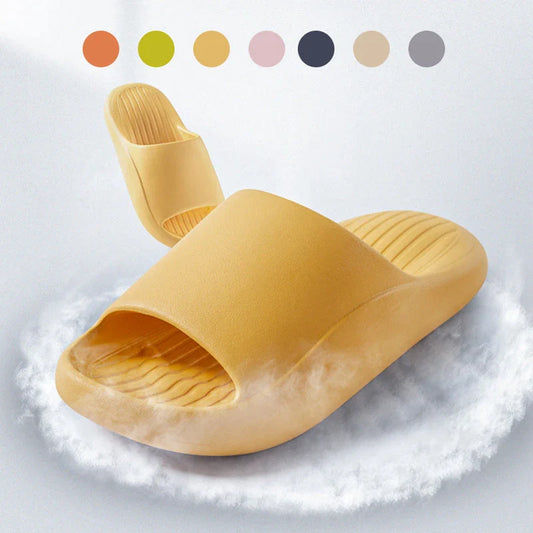 Comfortable slip-on slippers with anti-skid soles in a variety of vibrant colors