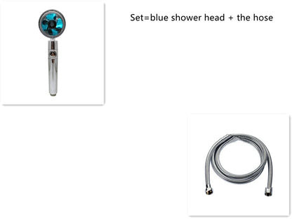 360-degree rotating high-pressure shower head with built-in fan and adjustable water spray