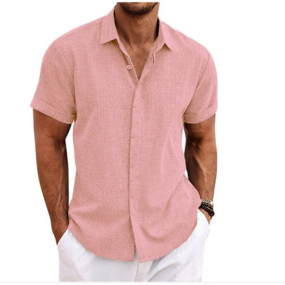Men's stylish loose linen short-sleeved t-shirt in various colours