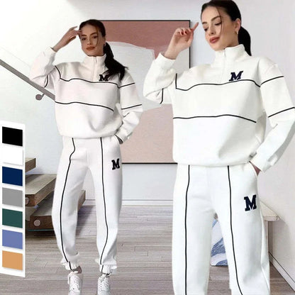 Women's 2-Piece Lounge Set with Hoodless Pullover Sweatshirt and Baggy Fashion Sweatpants in Assorted Colours