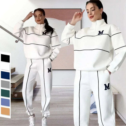 Women's 2-Piece Lounge Set with Hoodless Pullover Sweatshirt and Baggy Fashion Sweatpants in Assorted Colours