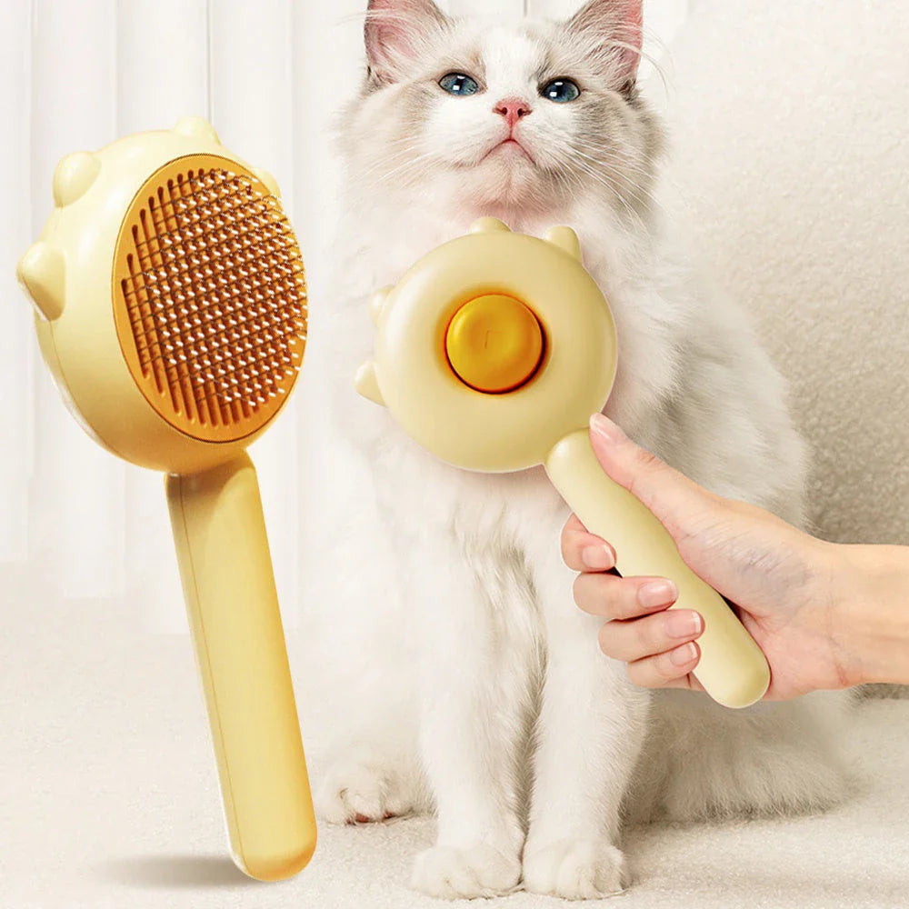 Premium pet grooming comb with massage bristles for a healthy, shiny coat