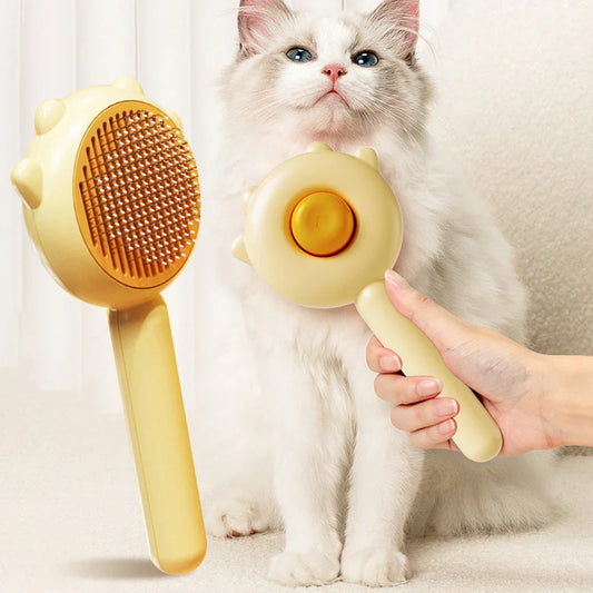 Premium pet grooming comb with massage bristles for a healthy, shiny coat