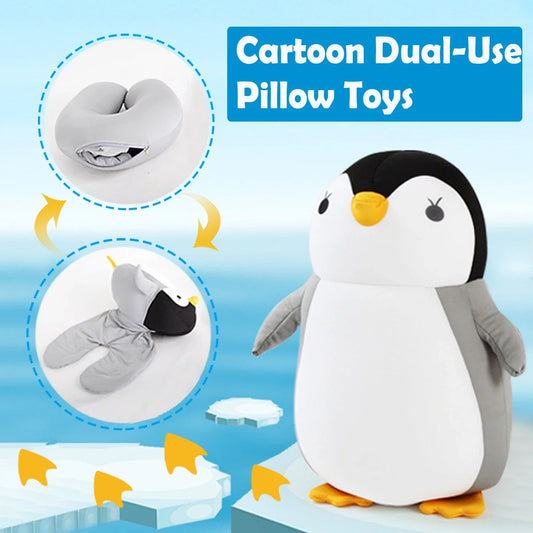 Soft and cozy penguin-shaped neck pillow with U-shaped design for superior comfort and support during work, travel, and relaxation