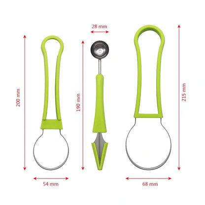Stainless steel fruit ball excavator spoon with green and blue options