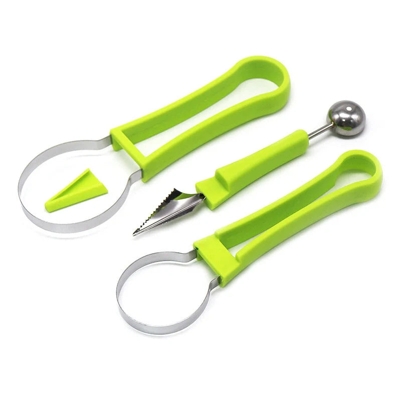 Stainless steel fruit ball excavator spoon with green and blue options