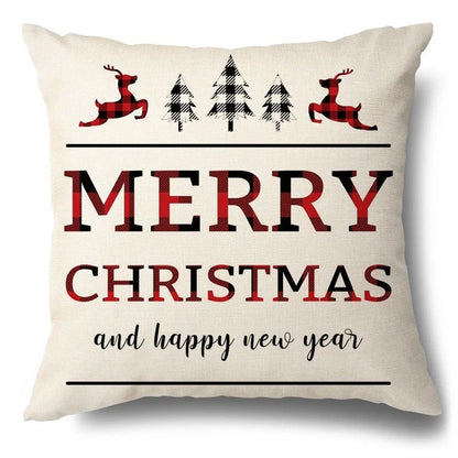 Christmas Hugging Pillowcase Flax Elk Design Sofa Cushion Cover with festive pattern