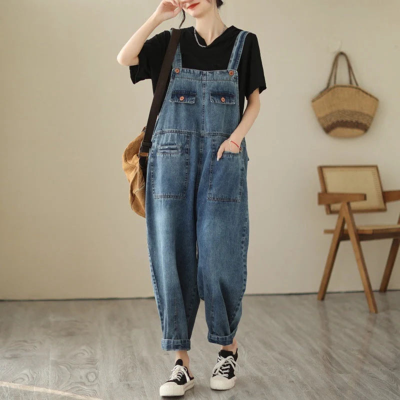 Fashionable denim strap trousers for women in light blue, featuring a tight-fitting Renaissance-inspired design and premium polyester construction