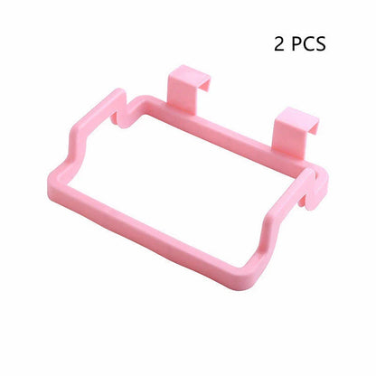 Versatile kitchen storage caddy that hangs discreetly behind cabinet doors, available in a variety of vibrant colours