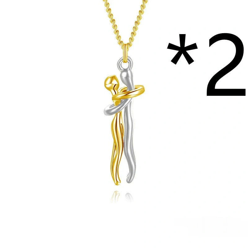 Affectionate Hug Necklace for couples in punk street style with snake bone chain