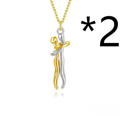 Affectionate Hug Necklace for couples in punk street style with snake bone chain