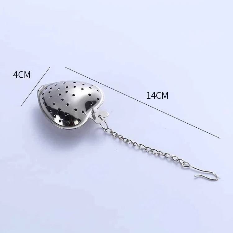 Premium Stainless Steel Tea Infuser with Chained Heart-Shaped Design for Brewing Loose Leaf Tea and Herbal Infusions