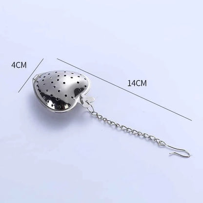 Premium Stainless Steel Tea Infuser with Chained Heart-Shaped Design for Brewing Loose Leaf Tea and Herbal Infusions