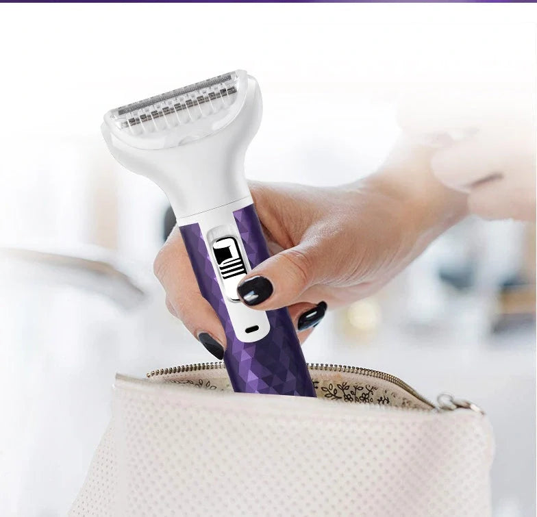 Portable electric razor for women with five interchangeable heads