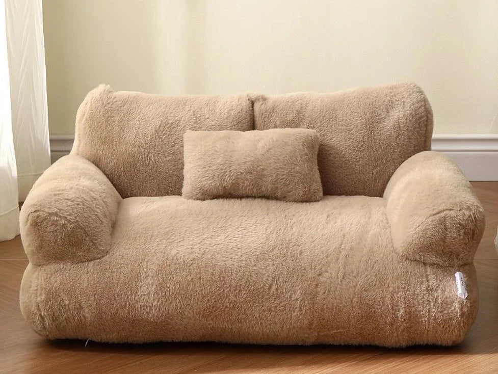 Cozy and comfortable pet lounger with plush backrest, non-slip bottom, and moisture-resistant design for cats and small dogs