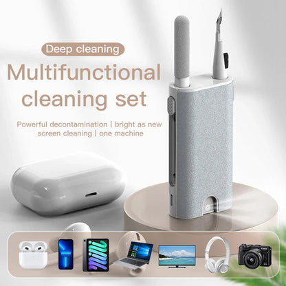 5-in-1 multi-purpose screen cleaning kit with versatile cleaning pen, soft sponge, and metal tip for phones, tablets, laptops, and more