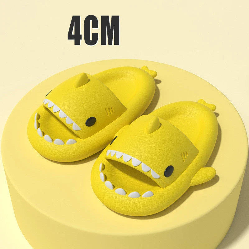 Cozy shark-themed slippers made of plush EVA material for indoor and outdoor wear with customized support