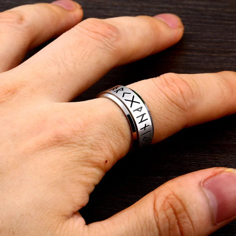 Korean Fashion Titanium Steel Rotatable Ring in vintage style, available in multiple colours