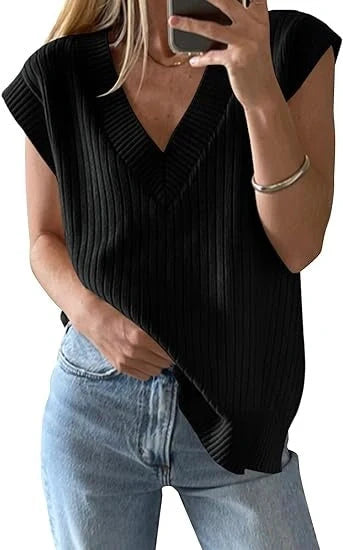 Premium Solid V-neck Vest Sweater in various colors showcasing its classic design and versatility.
