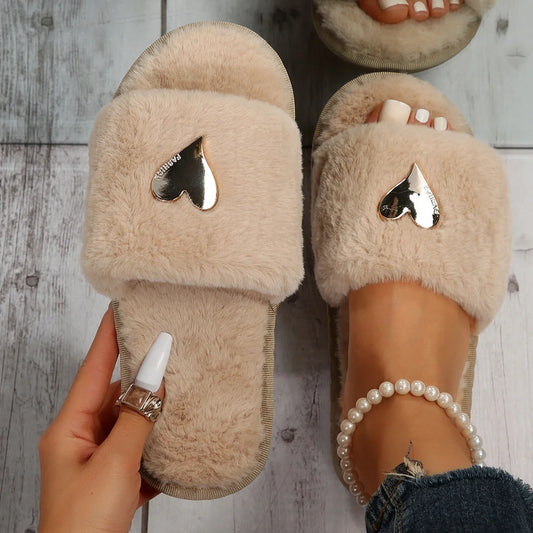 Cosy faux fur slippers in various colours for comfortable indoor wear