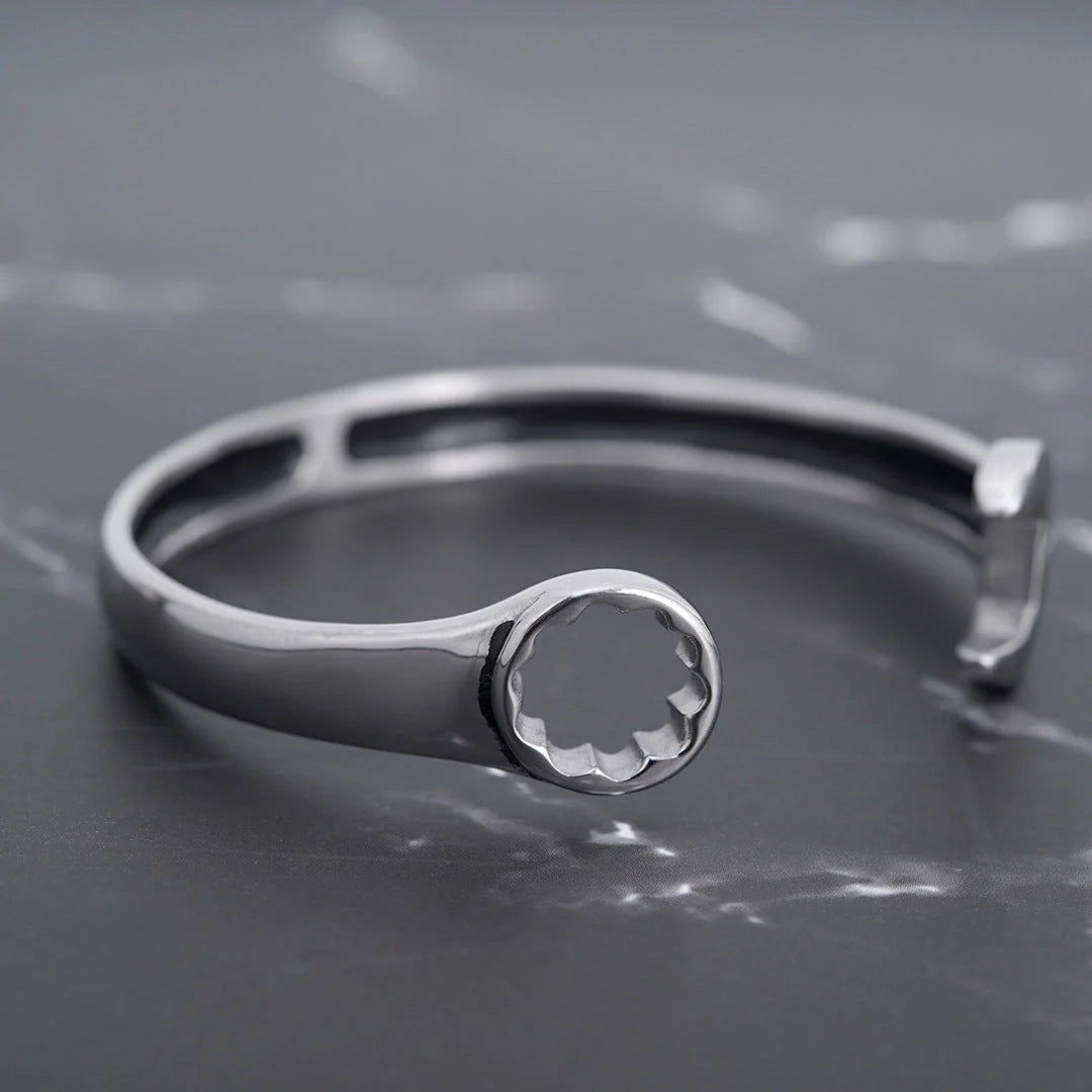 Stainless steel wrench screw bracelet with titanium finish