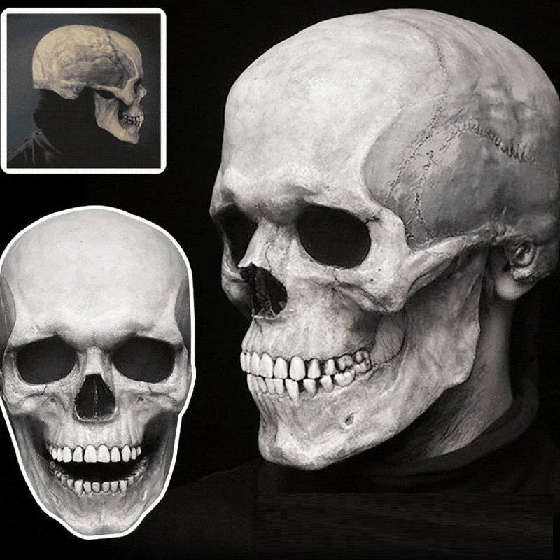 Creepy skeletal horror mask with movable jaw - perfect for Halloween costume and cosplay