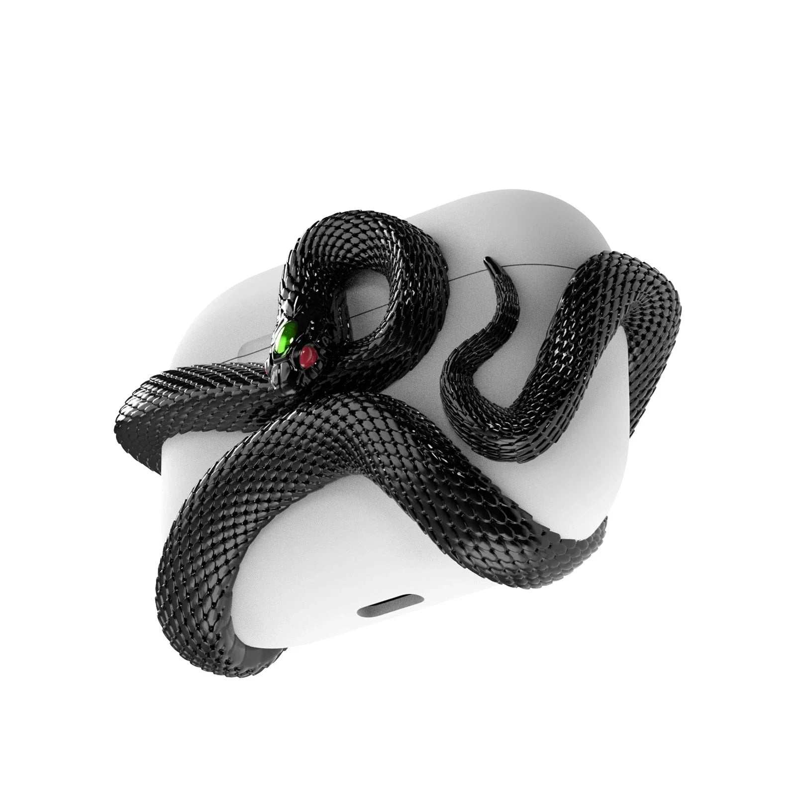 Spooky AirPods Pro case with creepy snake design, offers superior protection for wireless earphones