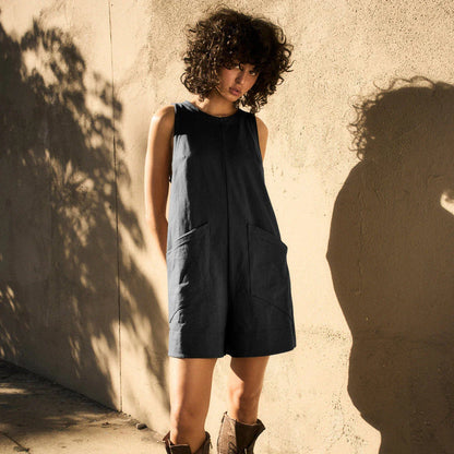 Stylish and comfortable cargo jumpsuit with pockets in various colors, including coffee, dark grey, army green, black, beige, and rose red.