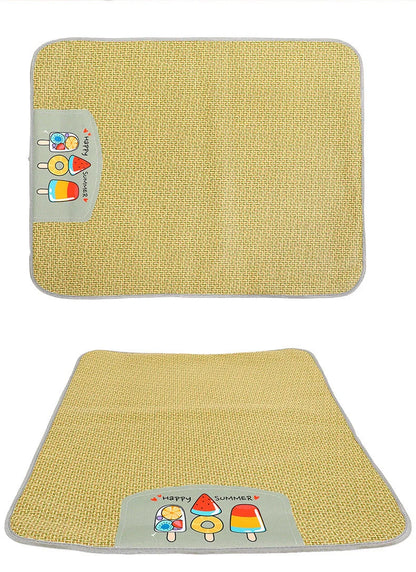 Cooling Rattan Pet Mat for dogs and cats with sponge support, available in multiple sizes