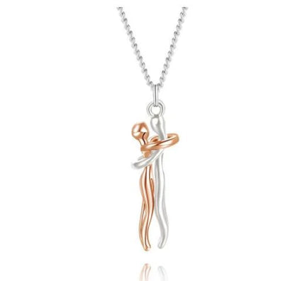 Stylish brass hugging couple necklace with minimalist design - a thoughtful Valentine's Day gift