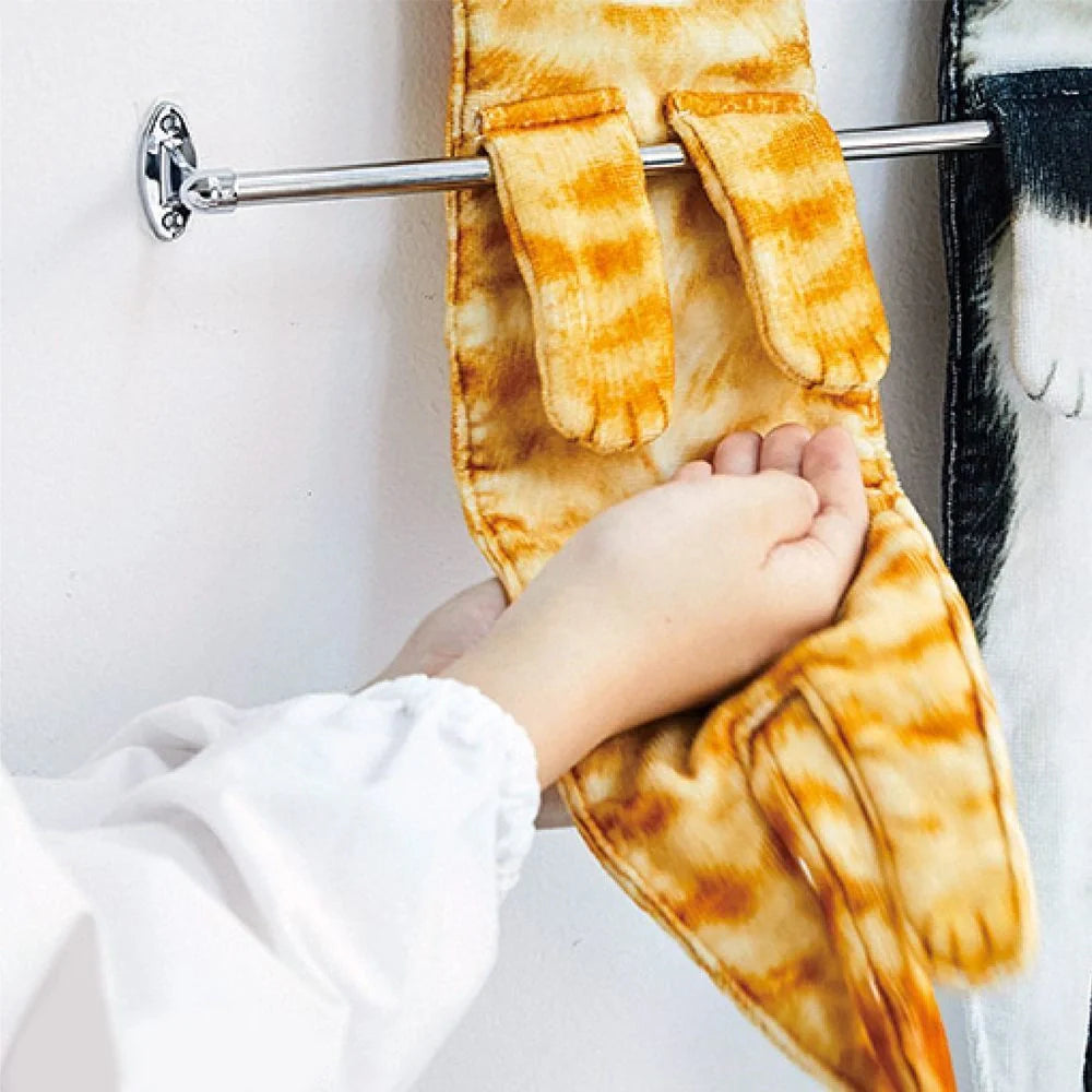 Cat-shaped hand towels in various colors for bathroom and kitchen use