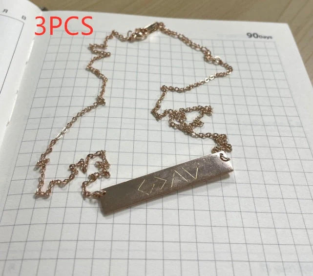 Elegant women's horizontal bar pendant necklace in gold and rose gold