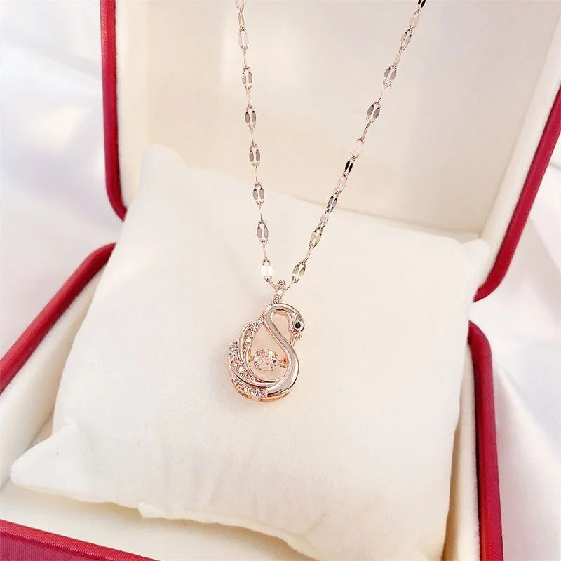 Valentine's Day titanium steel perfume bottle pendant necklace with zircon detail