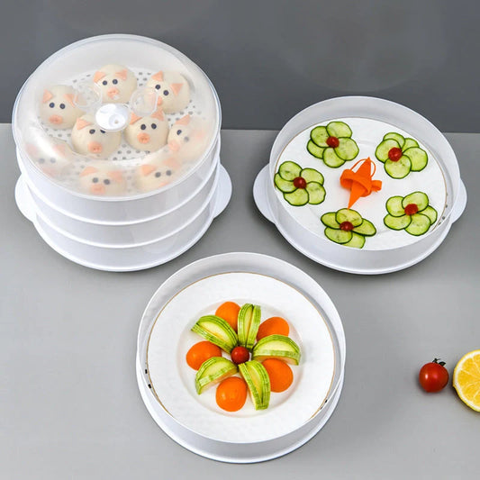 Microwave Steamer Box in white with options for 1, 2, or 3 layers