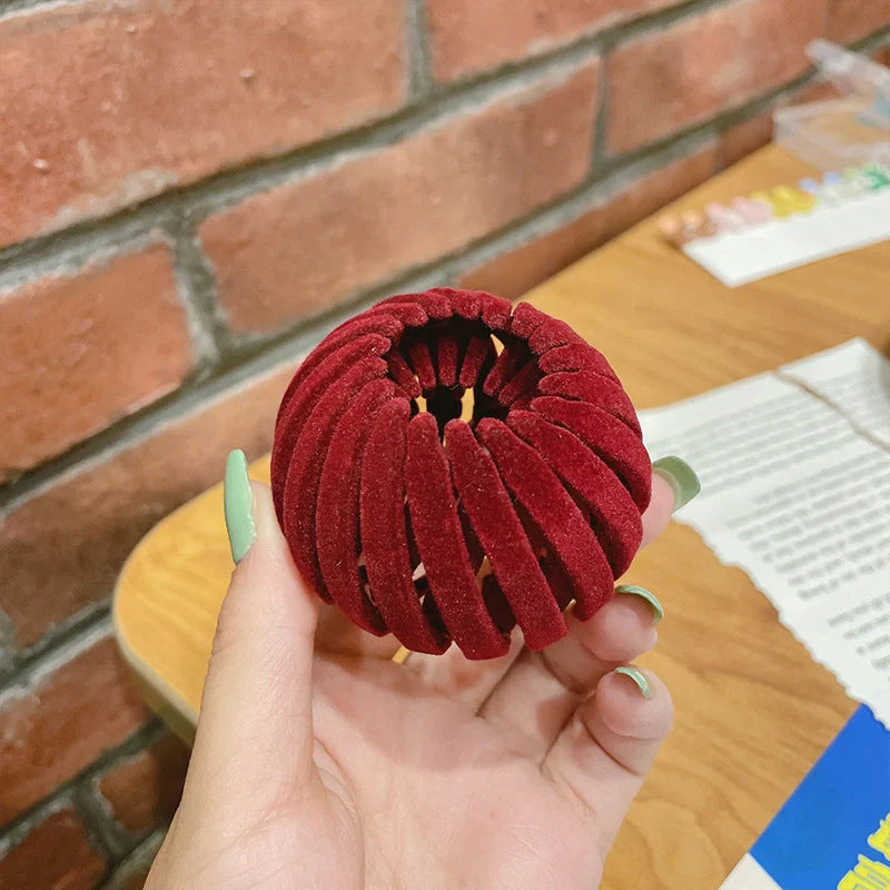 Velvet bird's nest hair ring hairpin in various colours for stylish ponytails