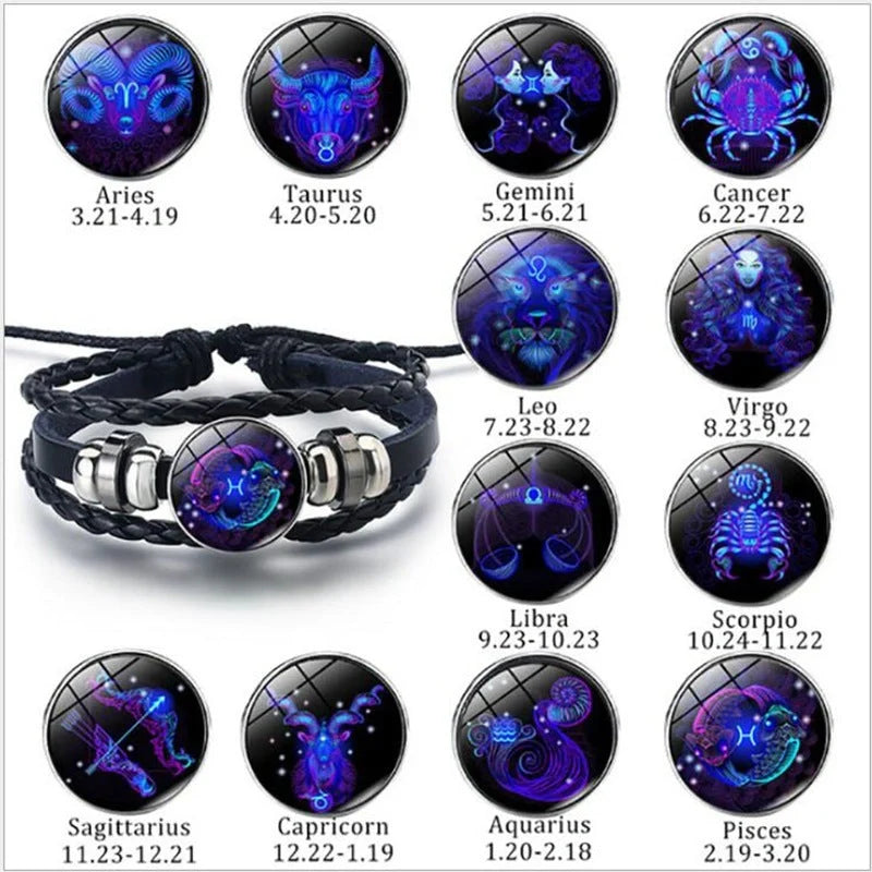 Glowing Zodiac Bracelet in punk style with luminous feature for night-time wear