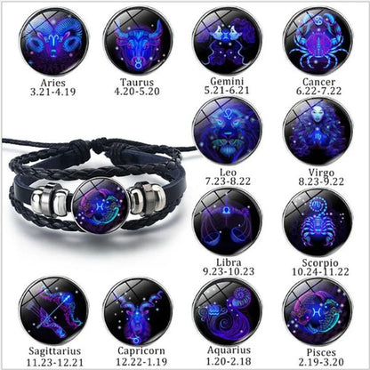 Glowing Zodiac Bracelet in punk style with luminous feature for night-time wear