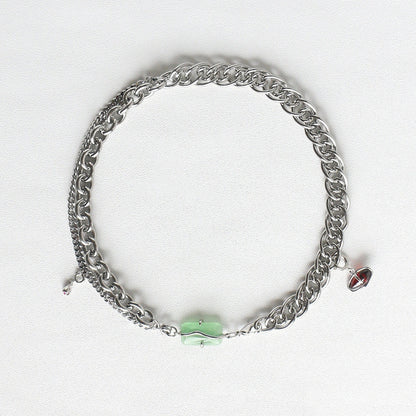 Elegant adjustable copper opal necklace in peach pollen zircon and peach blossom opal colour options
