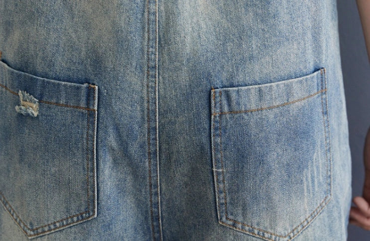 Stylish denim suspenders for women, perfect for plus-size fashion enthusiasts