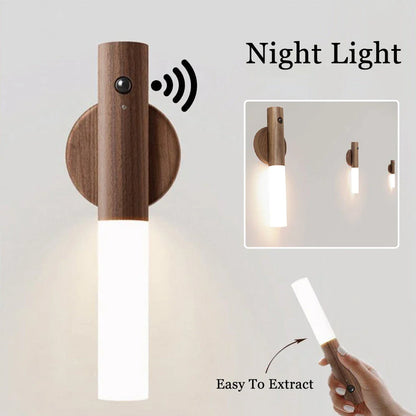 Cordless Magnetic LED Night Light with Motion Sensor for Hallways, Porches, and Cabinets
