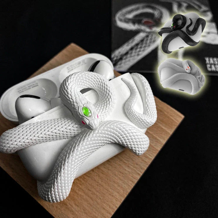 Spooky AirPods Pro case with creepy snake design, offers superior protection for wireless earphones