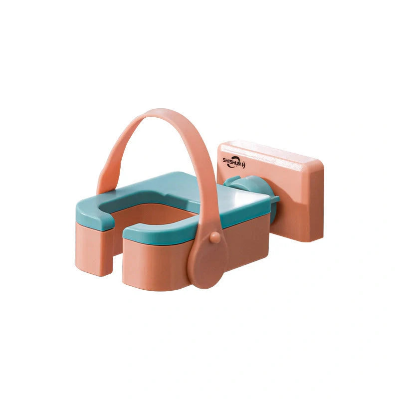 Wall-mounted hairdryer rack with silicone fixing belt and 180° rotation