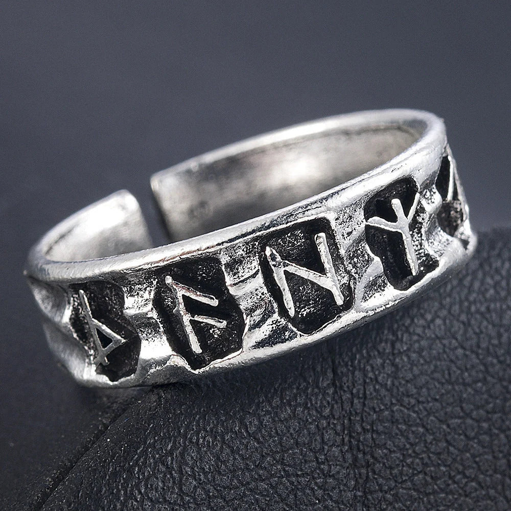 Vintage Geometric Adjustable Ring for Men in ancient silver finish